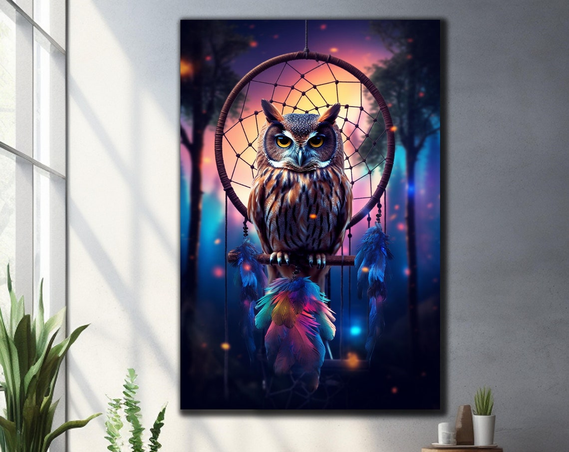 Owl Glass Wall Art Tempered Glass Art Decor Wall Art Decor Cute Owl Glass Art Glass Printing Art Printing Wall Art Owl Glass Painting
