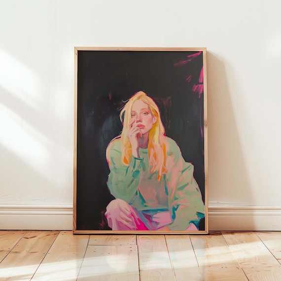 Bold Modern Portrait Edgy Woman Print Cool Pop Art Eclectic Wall Contemporary Statement Artwork Expressive Figurative Home Decor