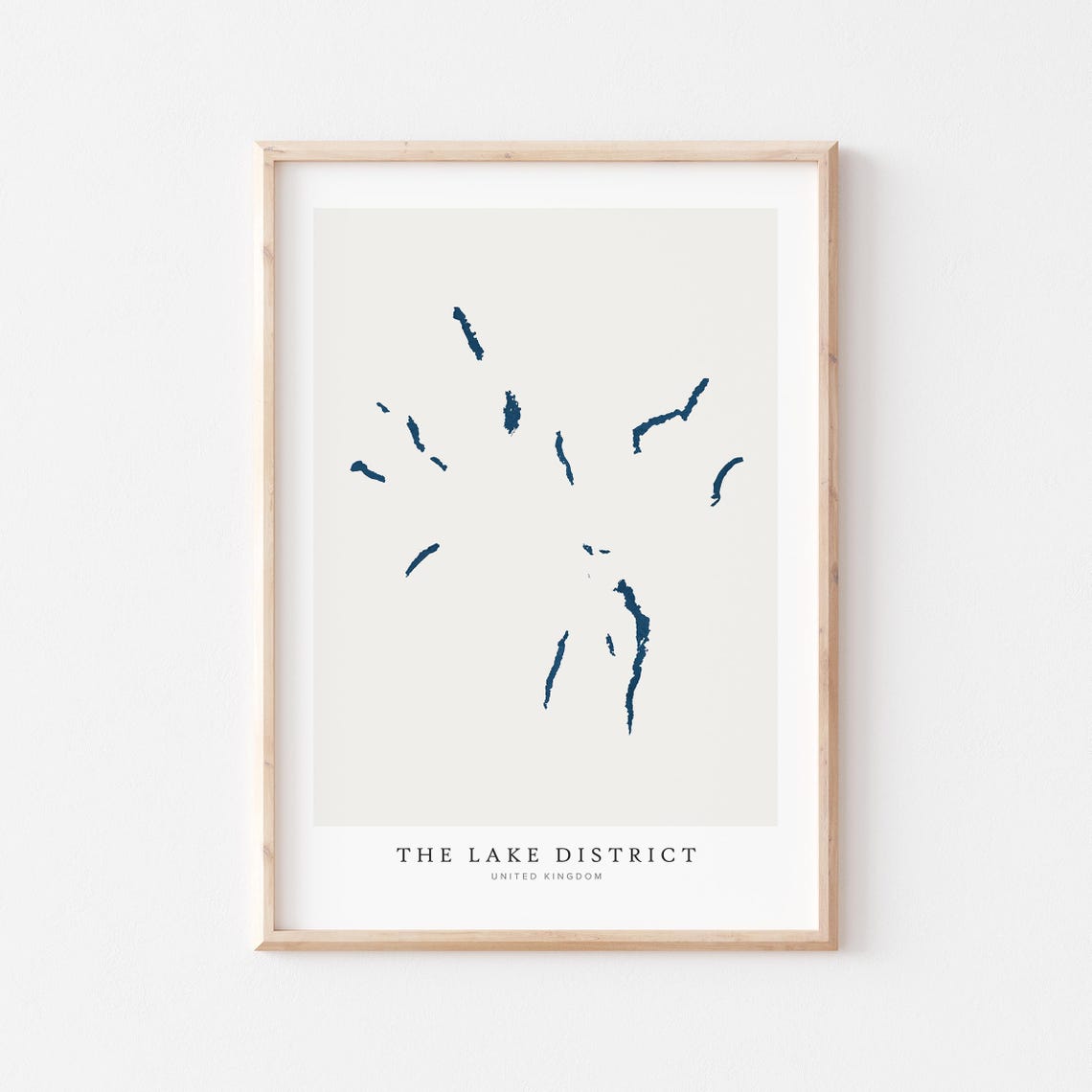 The Lake District United Kingdom Map Art Navy Minimalist Wall Poster