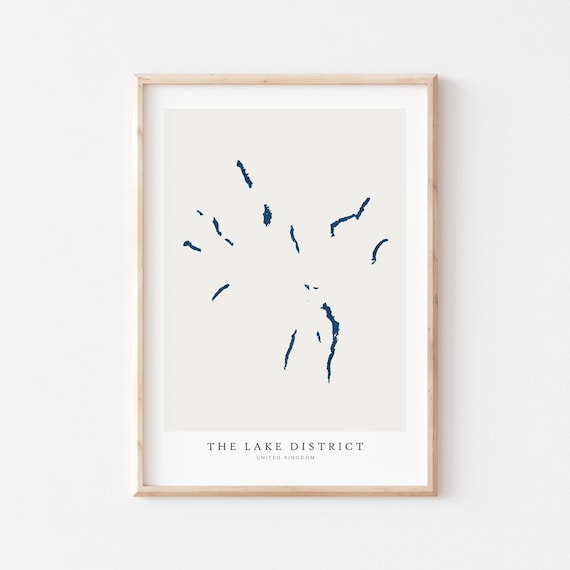 The Lake District United Kingdom Map Art Navy Minimalist Wall Poster