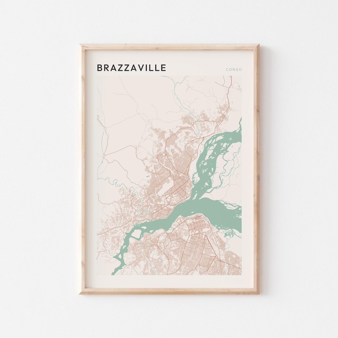 Brazzaville Map Poster Print Wall Art Congo Travel Gift Minimalist