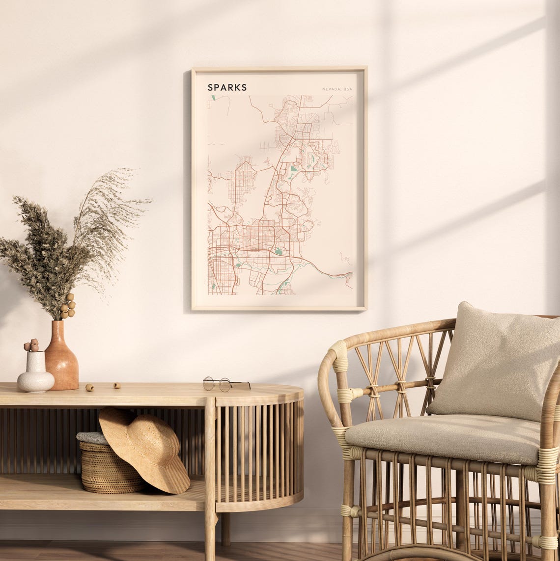 Sparks Nevada Minimalist Line City Street Map Poster for Home - Image 2