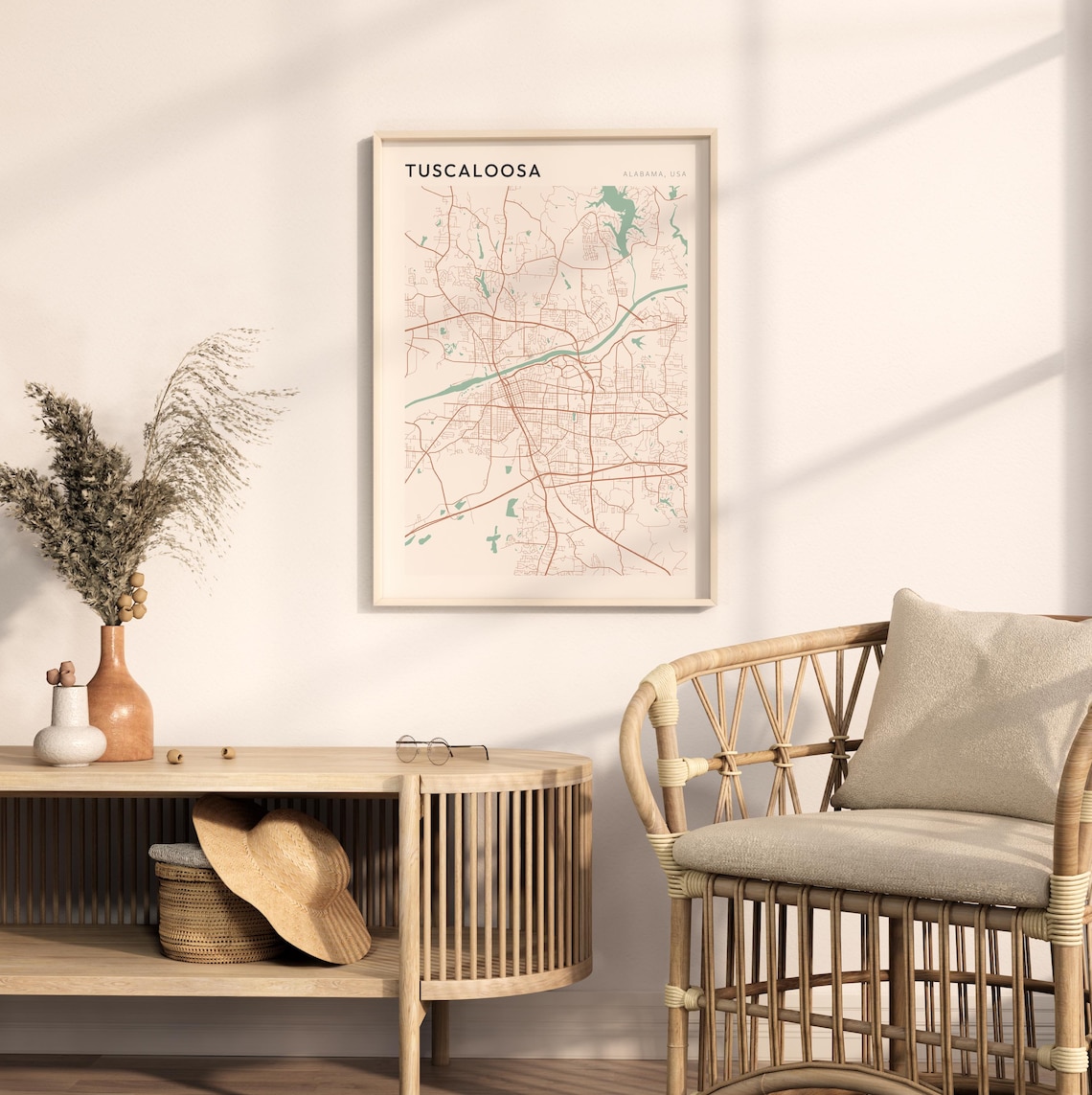 Tuscaloosa Alabama Minimalist Line Street Map Modern City Art Poster - Image 2