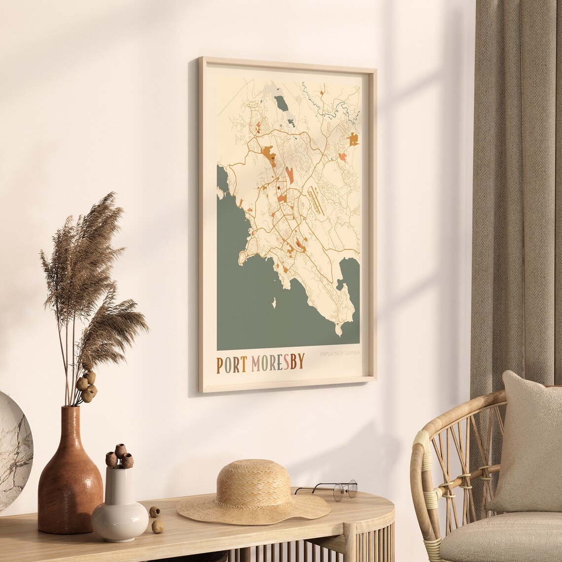Port Moresby Papua New Guinea Retro City Map Poster Coastal Capital - Image 3