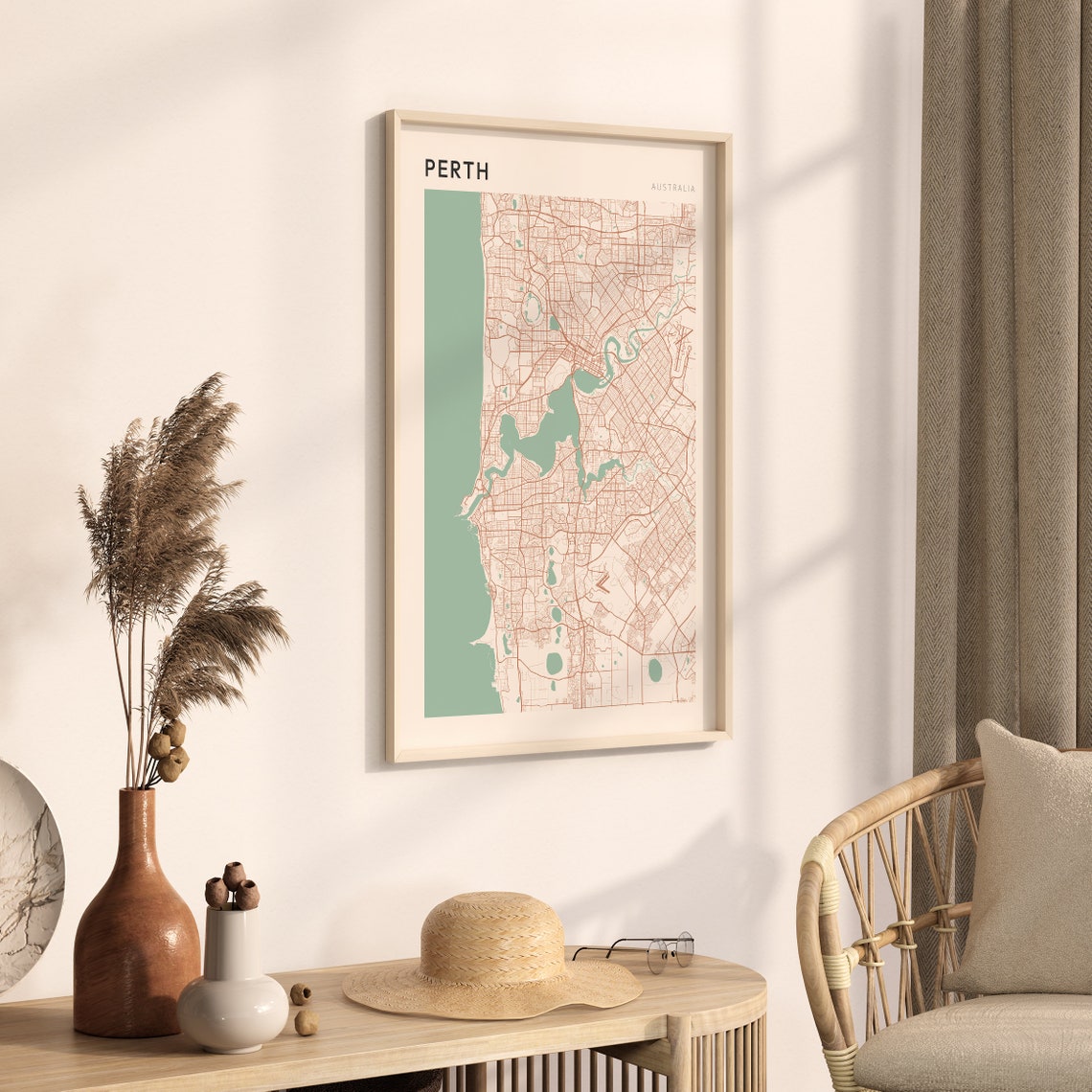 Perth Western Australia Modern Minimalist Downtown Map Poster - Image 3