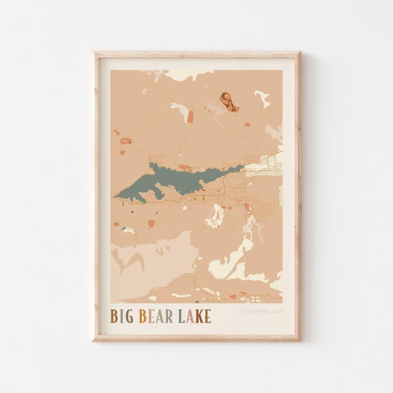 Big Bear Lake Map Poster Big Bear Lake Print Big Bear Lake Poster Big Bear Lake Wall Art California Travel Gift Boho Wall Art