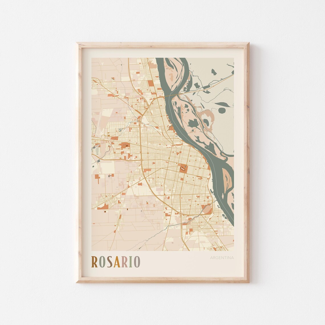 Rosario Map Poster Print Wall Art Argentina Travel Gift Boho Decor