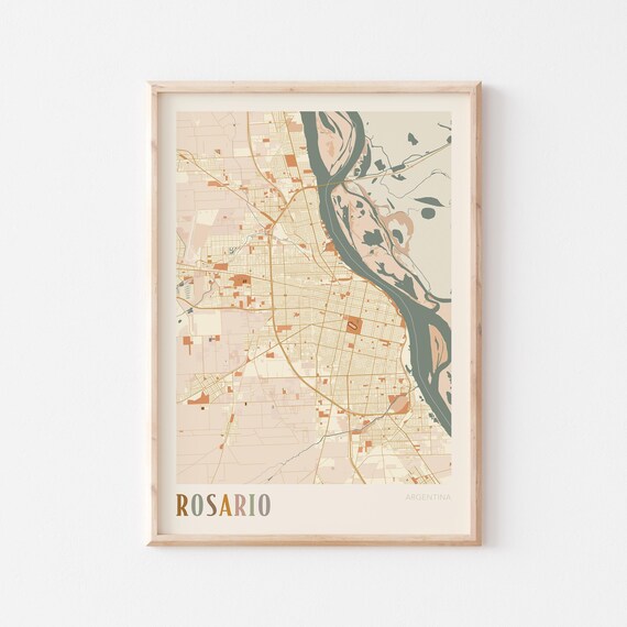 Rosario Map Poster Print Wall Art Argentina Travel Gift Boho Decor