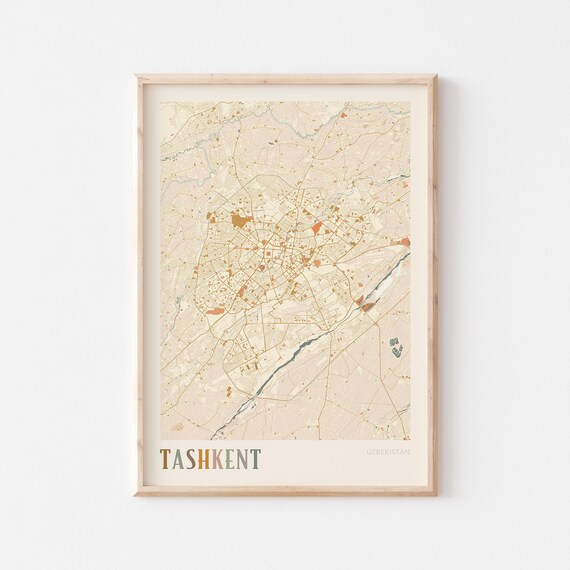 Tashkent Map Poster Print Wall Art Uzbekistan Travel Gift Boho