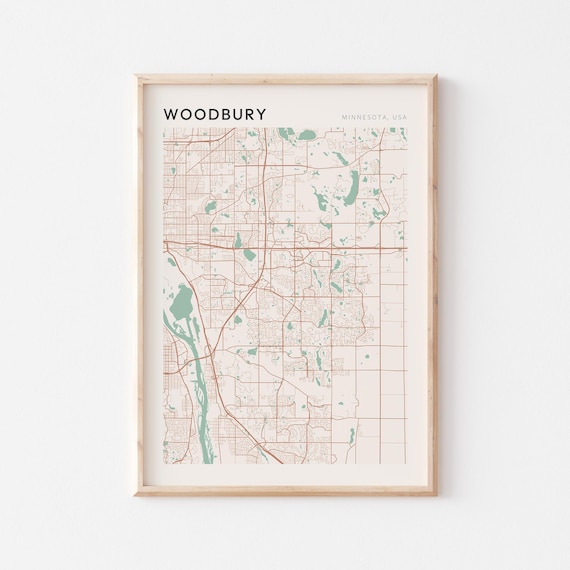 Woodbury Minnesota Minimalist Copper Line Art Street Map Poster