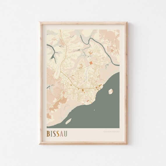 Bissau Map Poster Print Wall Art Guineabissau Africa Travel Gift Boho Decor