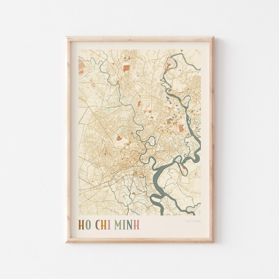 Ho Chi Minh Map Poster Print Wall Art Vietnam Travel Gift Boho