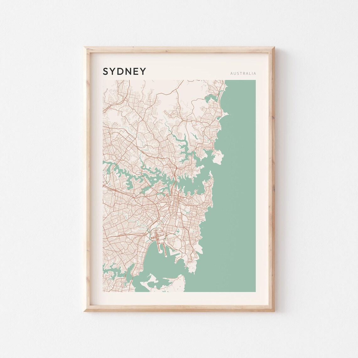 Sydney Australia Minimalist City Map Poster with Harbour Detail