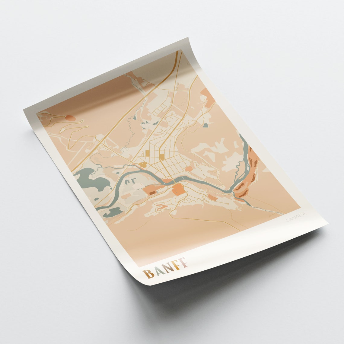 Banff Canada Warm Terracotta Minimalist City Map Poster Decor - Image 2