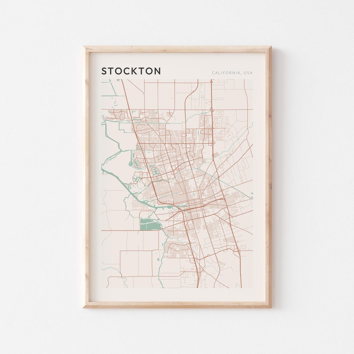 Stockton Map Poster Stockton Print Stockton Poster Stockton Wall Art California Travel Gift Farmhouse Wall Decor Minimalist Decor