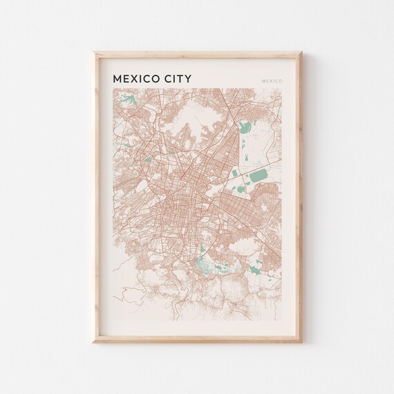 Mexico City Map Poster Print Wall Art Travel Gift Farmhouse Decor