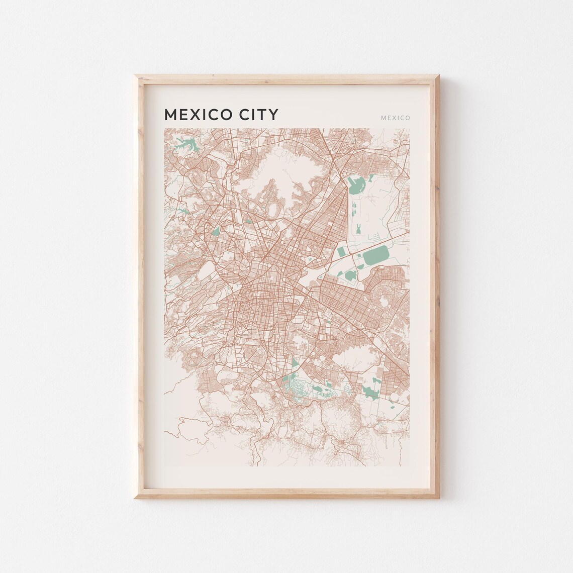 Mexico City Map Poster Print Wall Art Travel Gift Farmhouse Decor