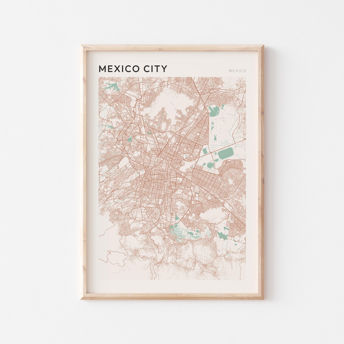 Mexico City Street Map Farmhouse Style Poster Art Gift Wall Decor Home