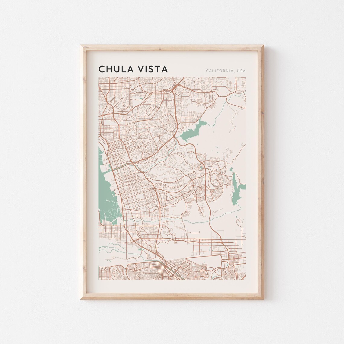 Chula Vista Map Poster, California Travel Art Print