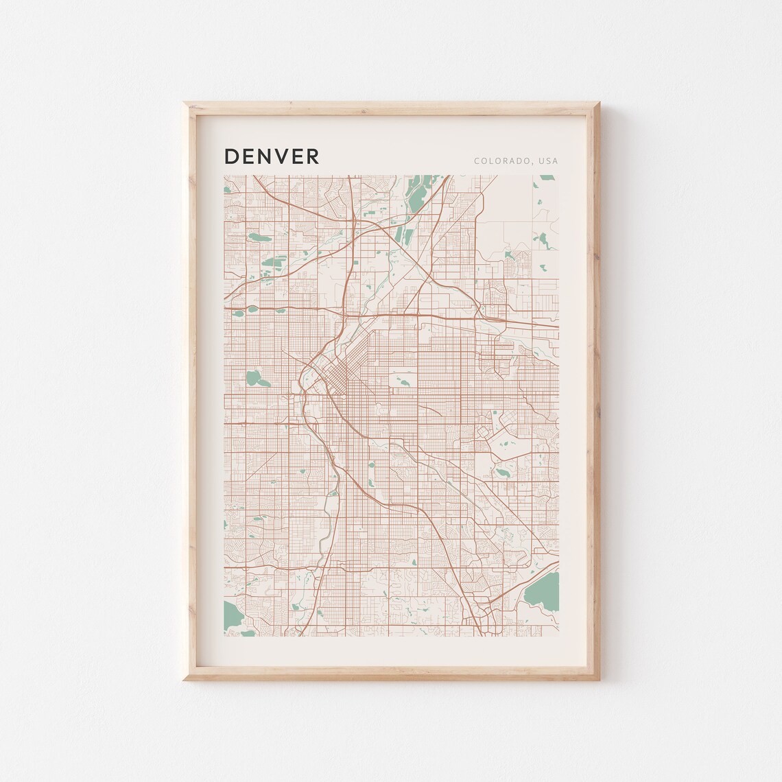 Denver Colorado Minimalist Mile High Street Map Art Decor Poster