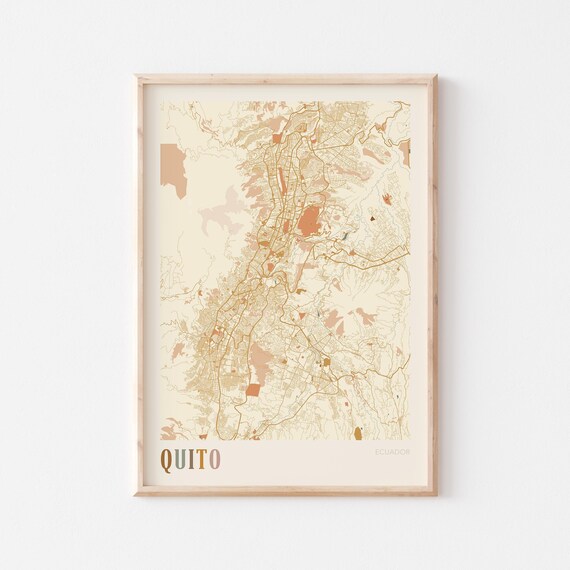 Quito Ecuador Boho Terracotta City Street Map Travel Gift Poster