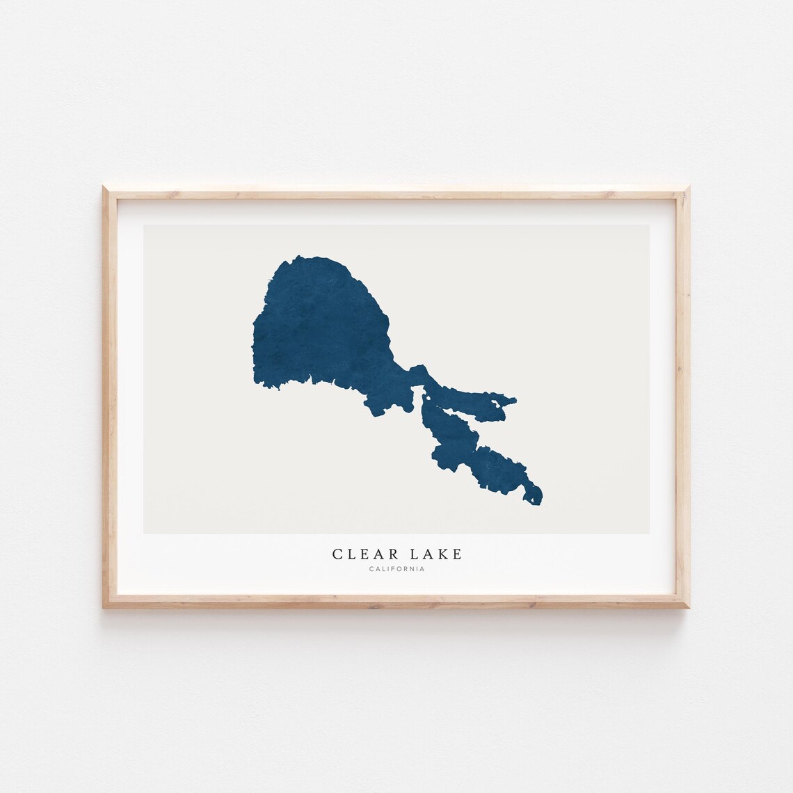Clear Lake California Navy Lake Silhouette Minimalist Map Poster