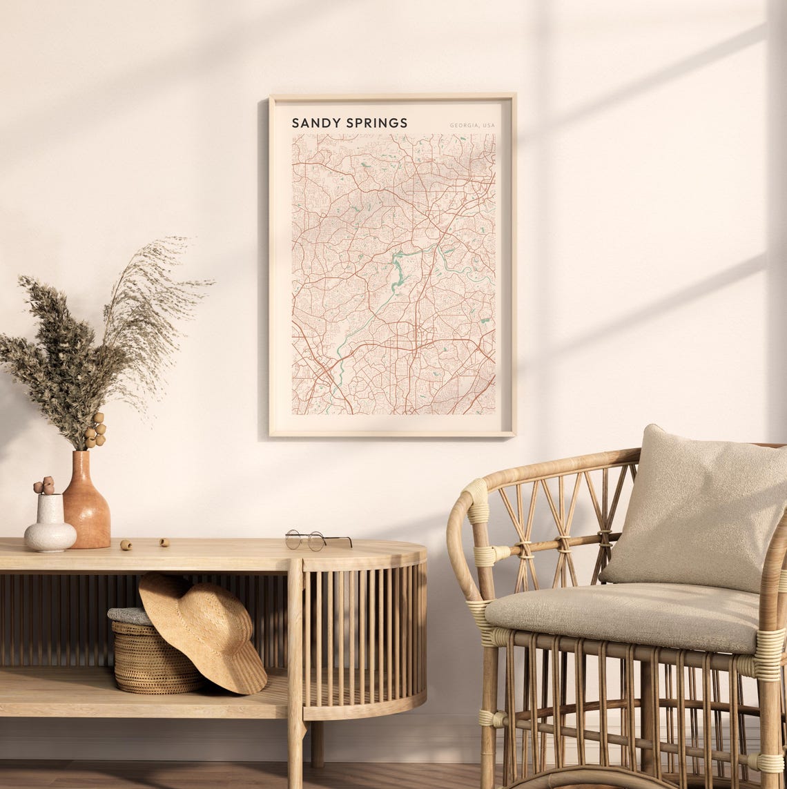 Sandy Springs Georgia Minimalist Terracotta Street Line Map Poster - Image 2
