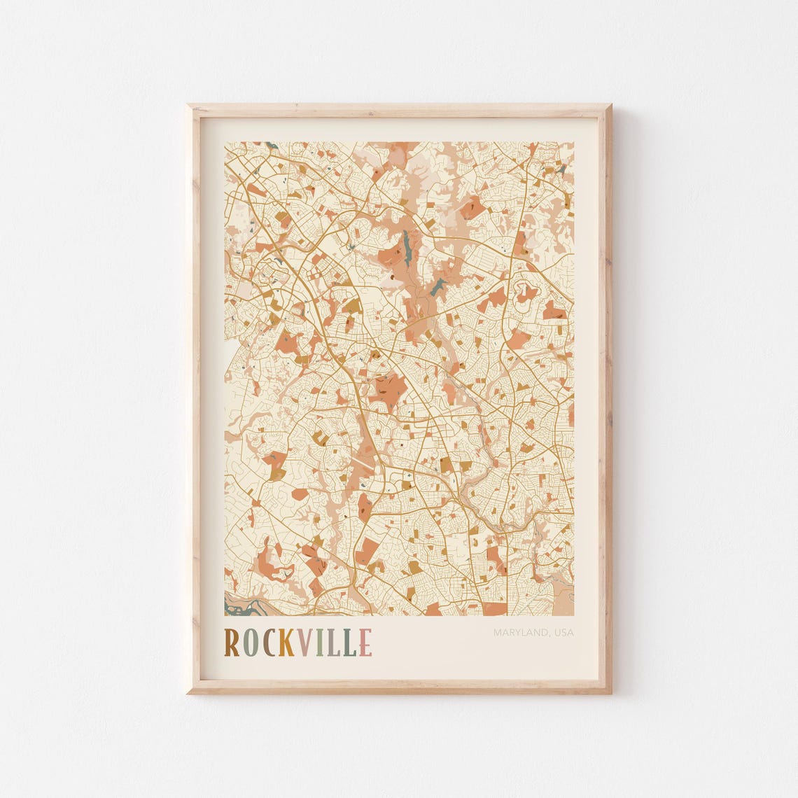 Rockville Map Poster Rockville Print Rockville Poster Rockville Wall Art Maryland Travel Gift Boho Decor