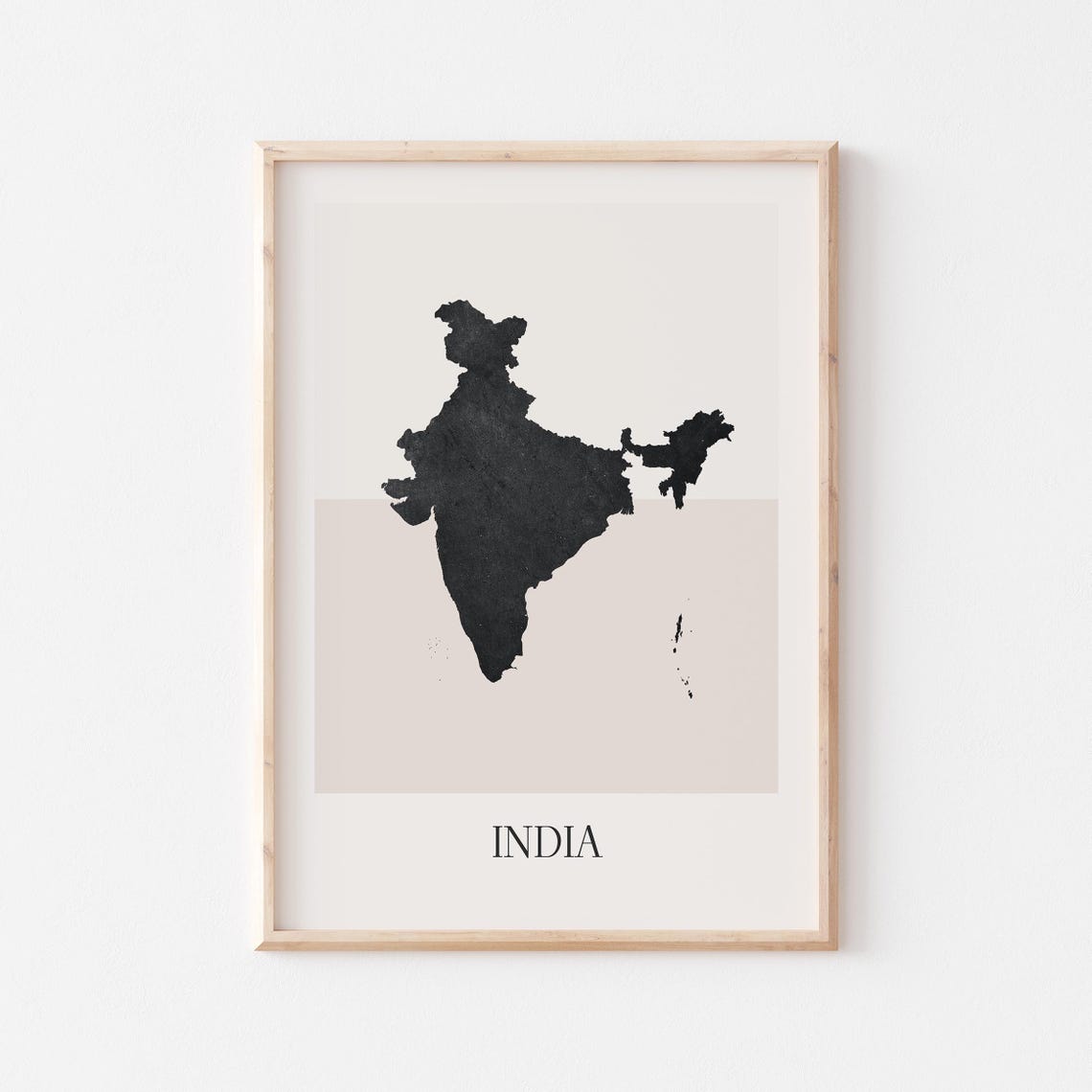India Country Map Black Silhouette Minimalist Boho Style Poster