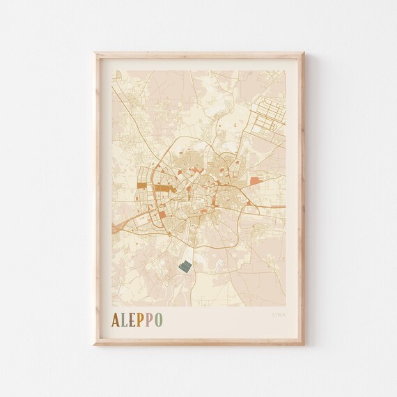 Aleppo Map Poster Print Wall Art Syria Travel Gift Boho