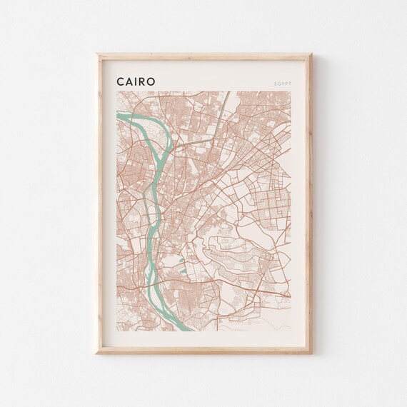 Cairo Map Poster Print Wall Art Egypt Travel Gift Minimalist