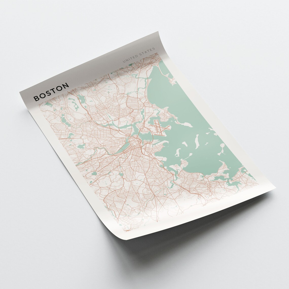Boston United States Minimalist Street Map City Art Poster Home Decor - Image 2