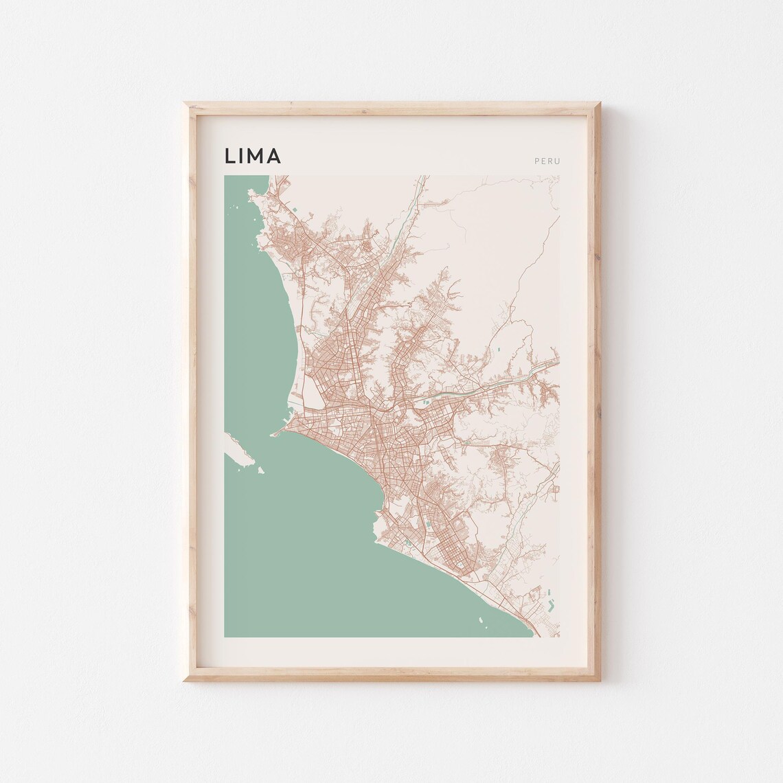 Lima Map Poster Print Wall Art Peru Travel Gift Minimalist