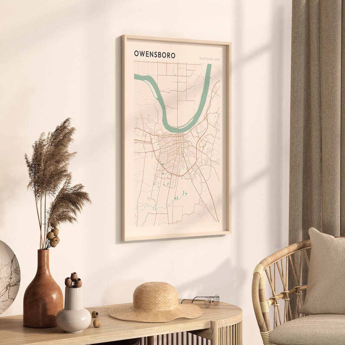Owensboro Kentucky Modern Minimalist City Street Map Art Poster - Image 3