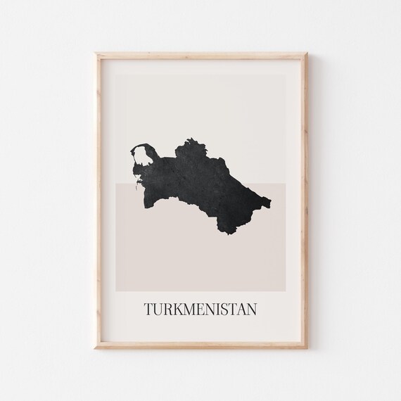 Turkmenistan Map Poster Print Minimalist Boho Wall Art Decor For Home Or Gift