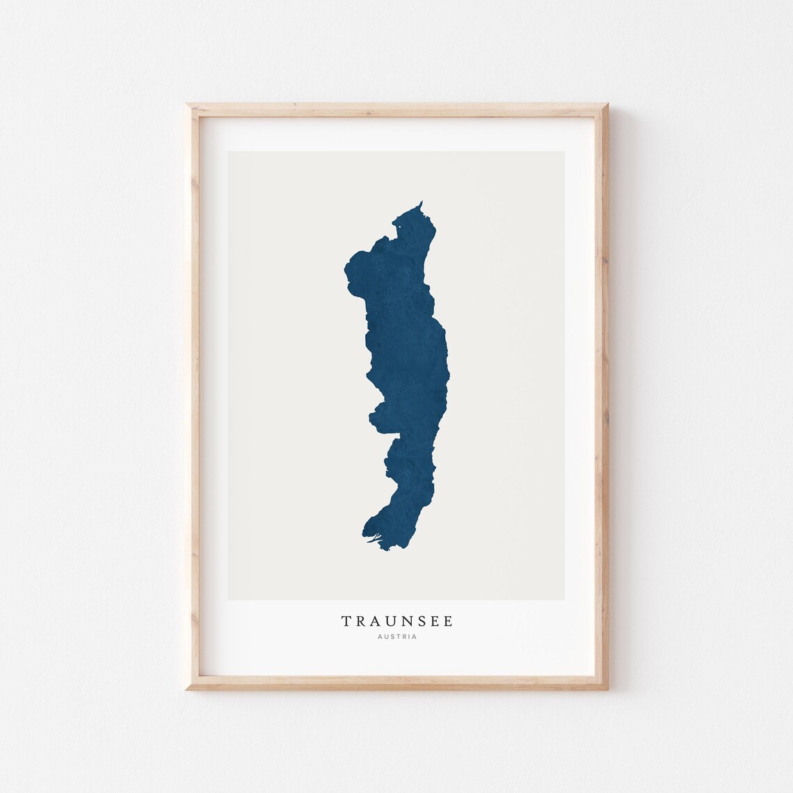 Traunsee Austria Navy Minimalist Lake Silhouette Map Art Poster