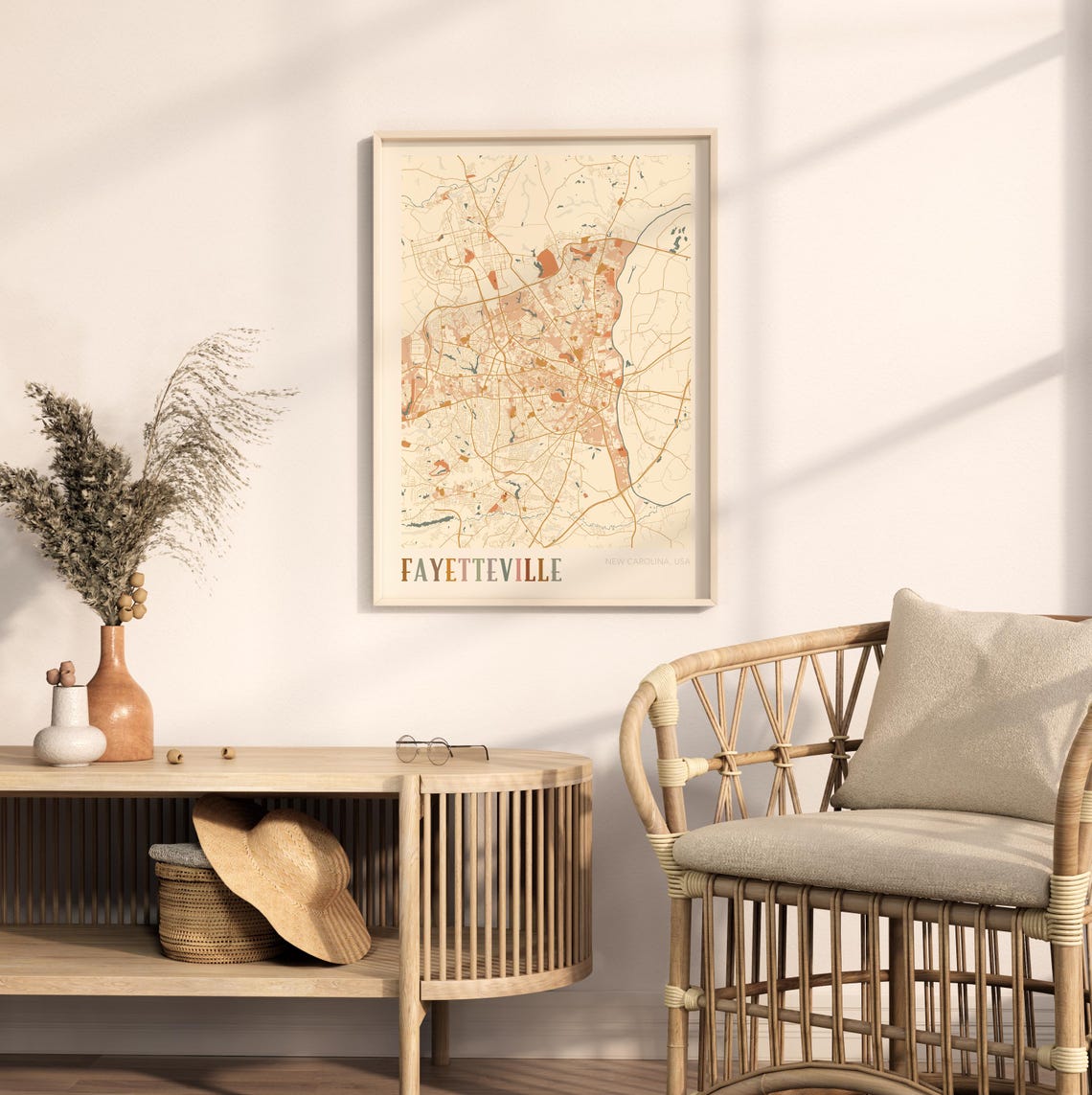Fayetteville Map Poster Fayetteville Print Fayetteville Poster Fayetteville Wall Art North Carolina Travel Gift Boho Decor - Image 2