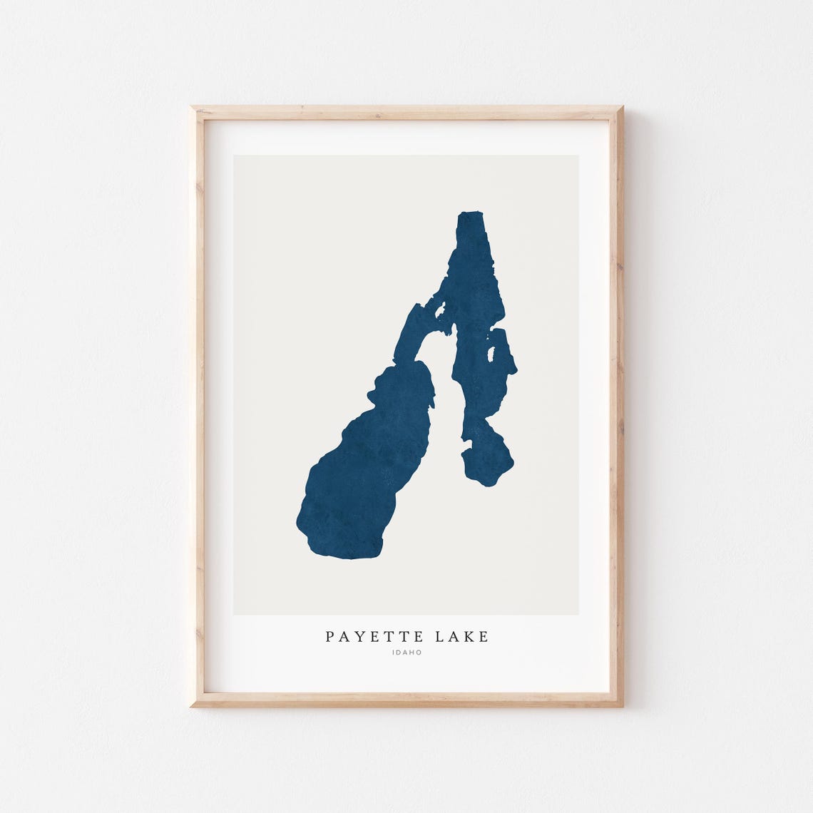 Payette Lake Idaho Map Silhouette Navy Blue Minimalist Art Print