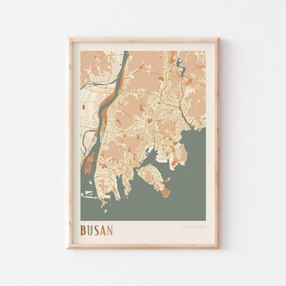 Busan Map Poster Print Wall Art South Korea Travel Gift Boho