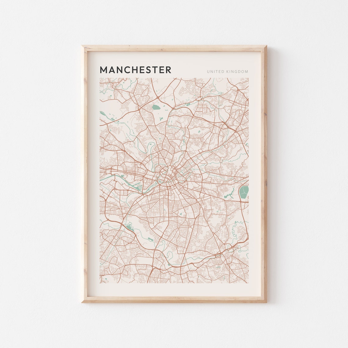 Manchester United Kingdom Minimalist Boho Style City Map Poster