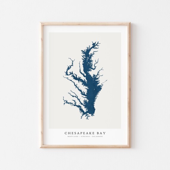 Chesapeake Bay Print Poster Art Lake Wall Map