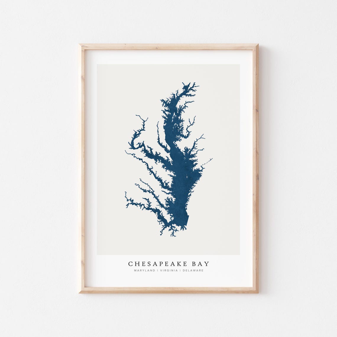 Chesapeake Bay Map Art Navy Minimalist Lake Outline Wall Poster