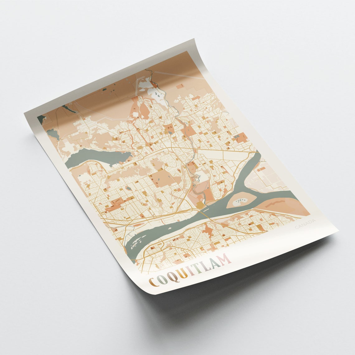 Coquitlam Canada Boho Colorful Street Map City Art Poster Home Decor - Image 2