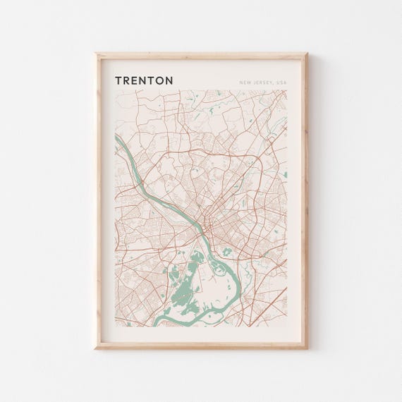 Trenton Map Poster Trenton Print Trenton Poster Trenton Wall Art New Jersey Travel Gift Minimalist Wall Art