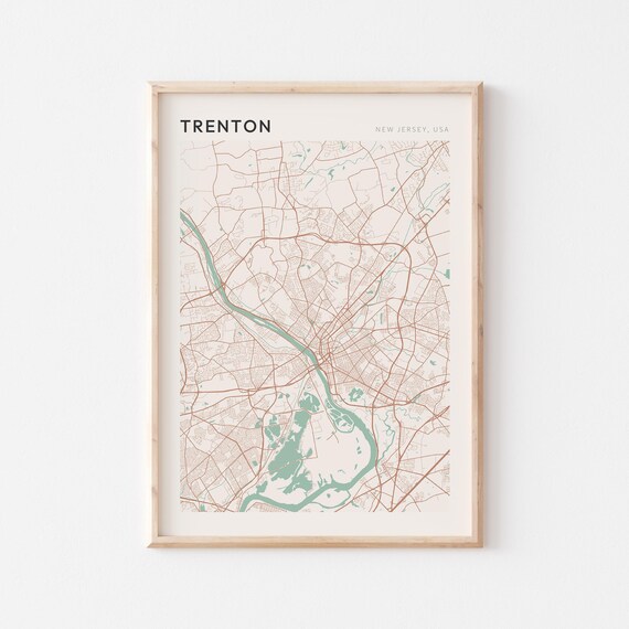 Trenton New Jersey USA Modern Beige Minimal City Street Map Poster