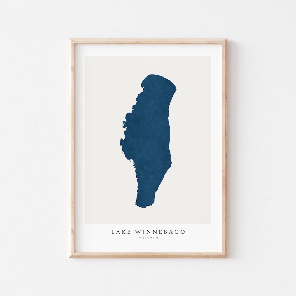 Lake Winnebago Wisconsin Map Art Navy Minimalist Lake Outline Poster