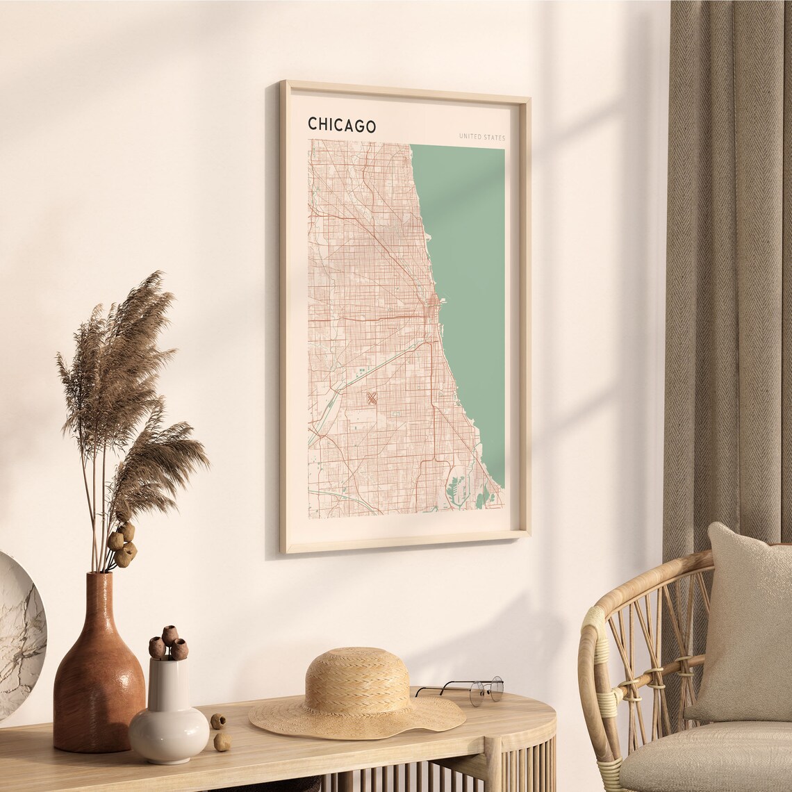 Chicago United States Minimalist Street Map City Art Poster Home Decor - Image 3