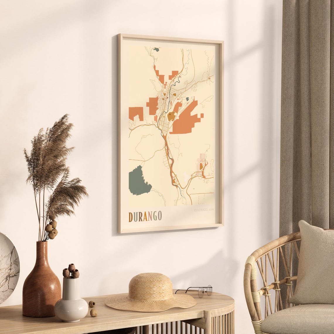 Durango Colorado Modern Block Style City Map Wall Decor Poster - Image 3