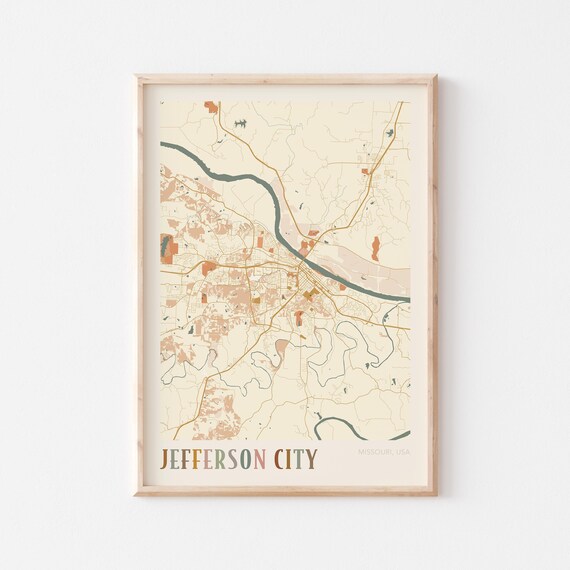 Jefferson City Missouri Street Map Poster with Colorful Multicolor Typography