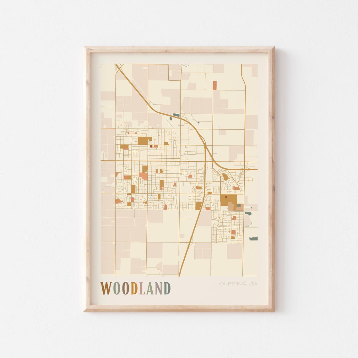 Woodland Map Poster Woodland Print Woodland Poster Woodland Wall Art California Travel Gift Boho Wall Art Birthday Gift